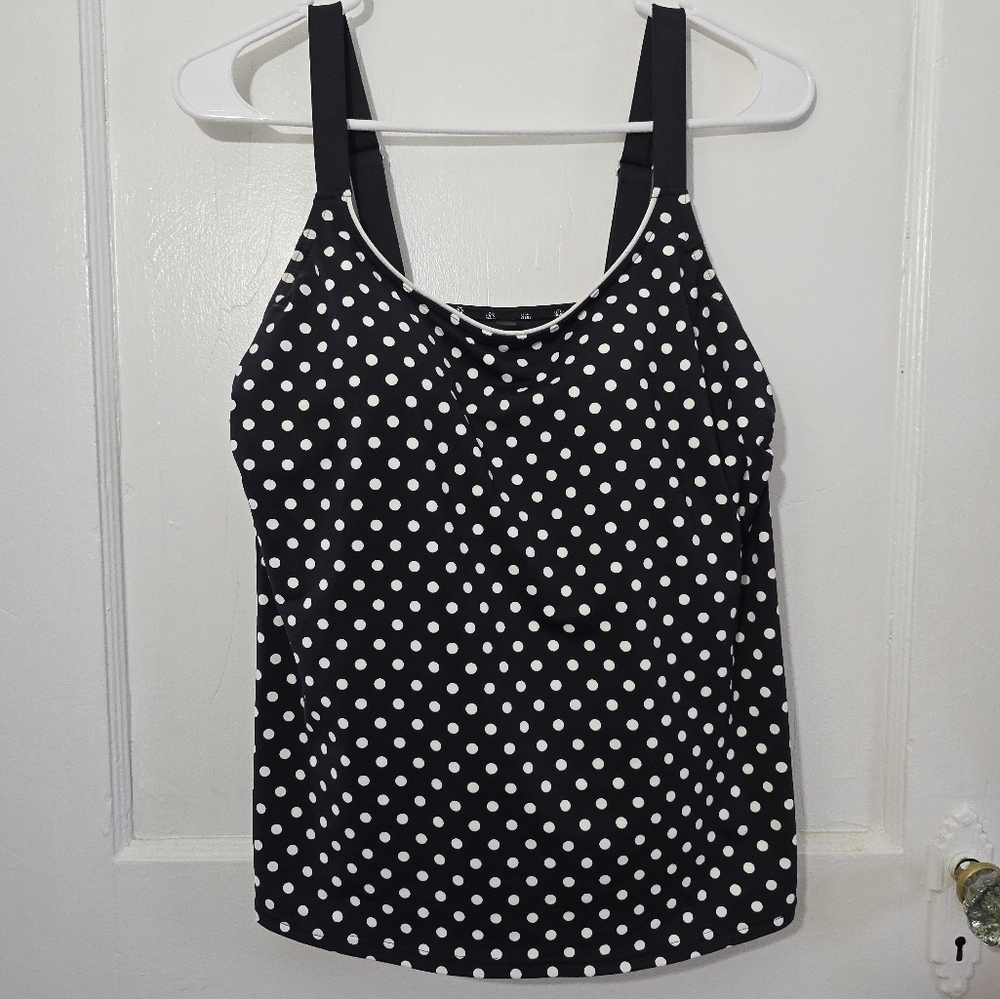 Polka Dot Tankini Top - Black & White Women’s Swim